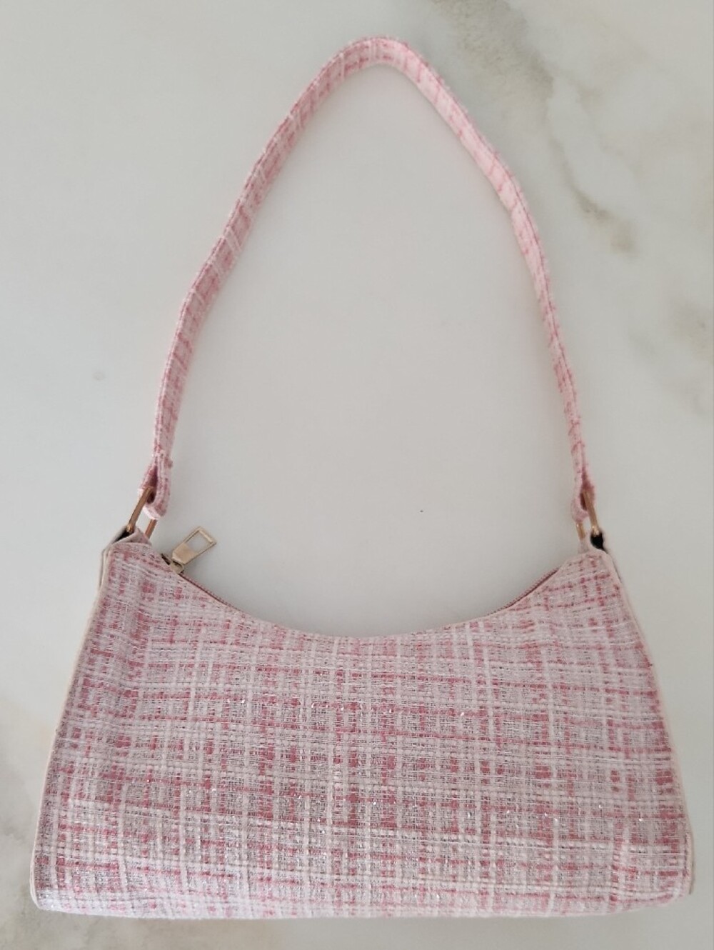 Pink Tweed Shoulder Bag with Gold Hardware - Picture 3 of 6